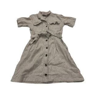 Banana Republic Womens 4 Utility Dress Oatmeal Linen Safari Button Shirt Office